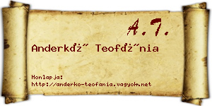 Anderkó Teofánia névjegykártya
